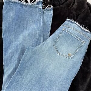 Indigo Rein Light Blue Straight Leg Jeans with Frayed Hem